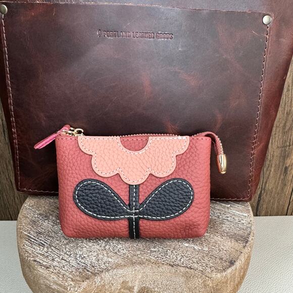 Flower Coin Purse Wallet Genuine Leather Wallet NEW FAST SHIP - Picture 1 of 4